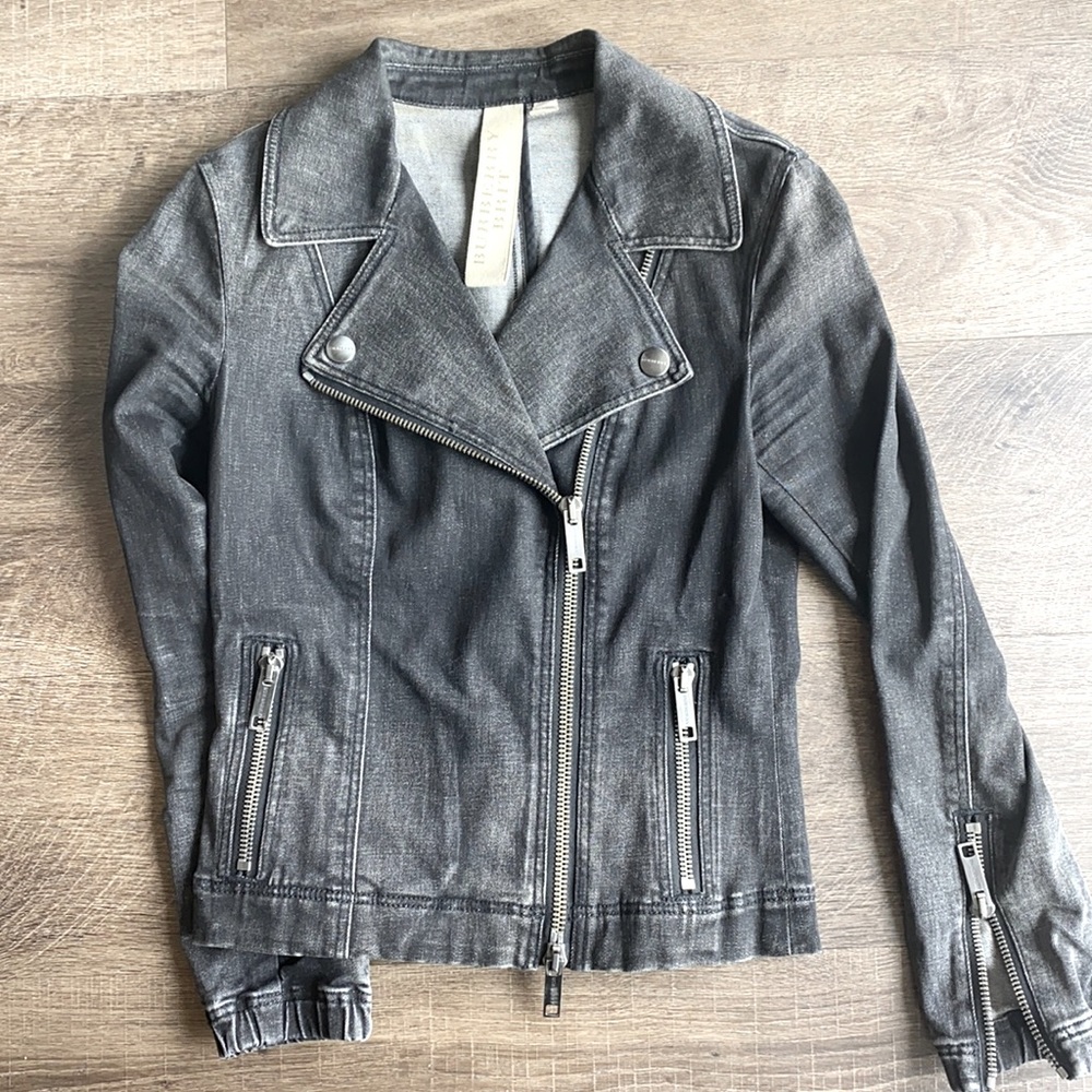 Burberry Brit Black Denim Motorcycle Jacket US6